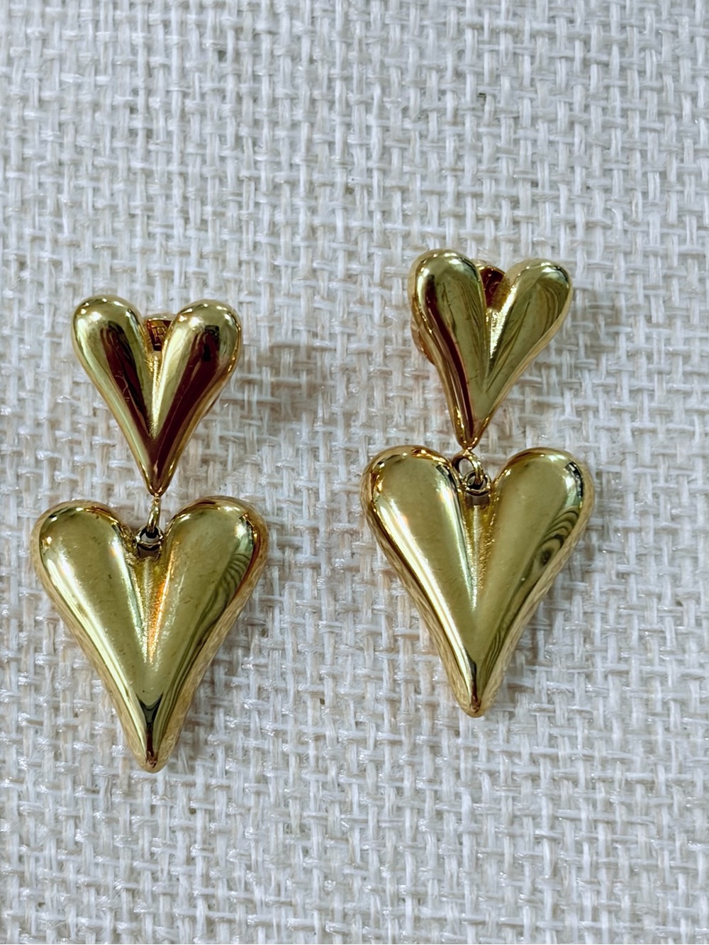 NEW Flânerie Gold Heart Drop Earrings 18KT plating